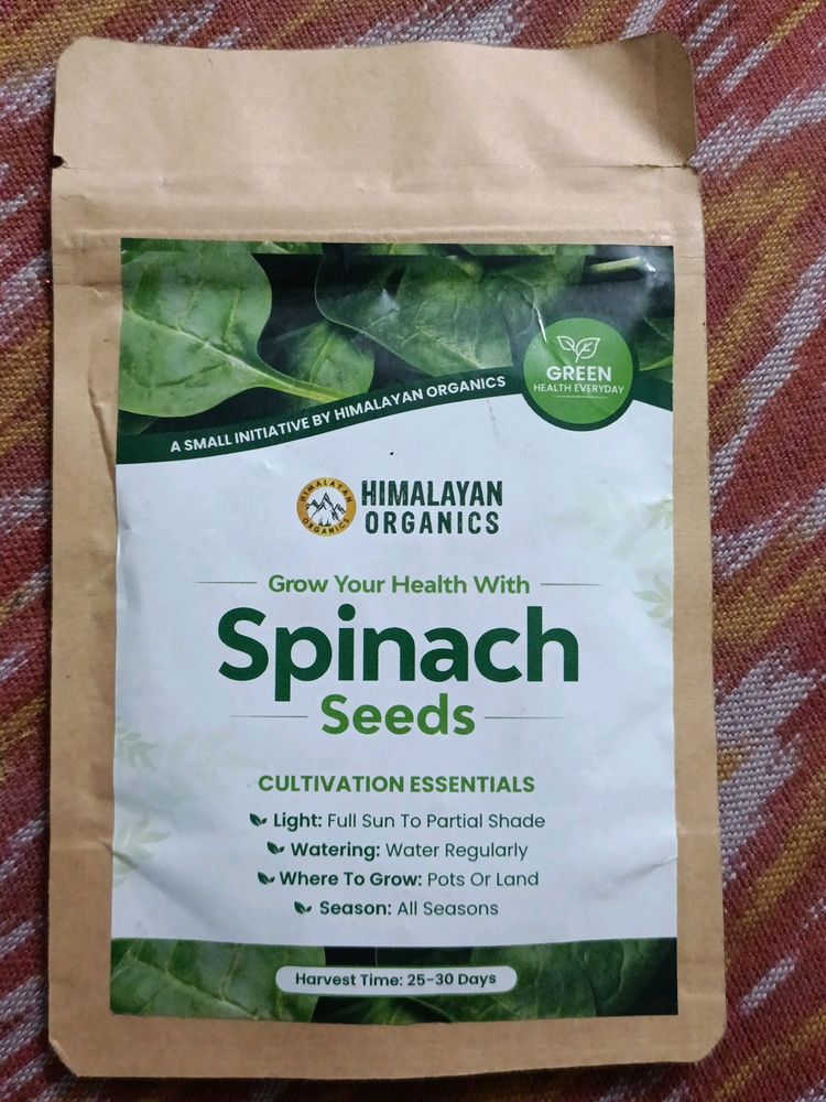Spinach Seeds New Pack Himalayan organic 2no