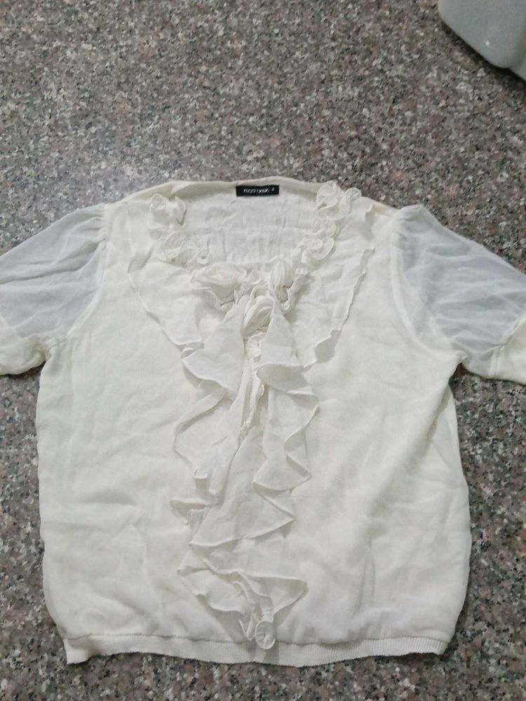 Elegant White Ruffle Top