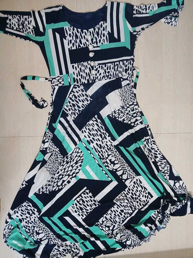 Patterned Midi Dress