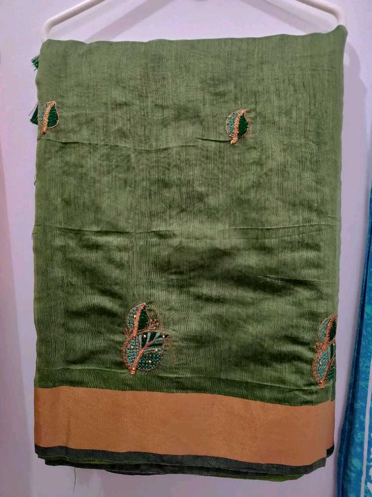 Green Cotton Saree