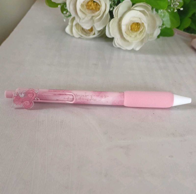 Pink Floral Pen (Black-Gel)