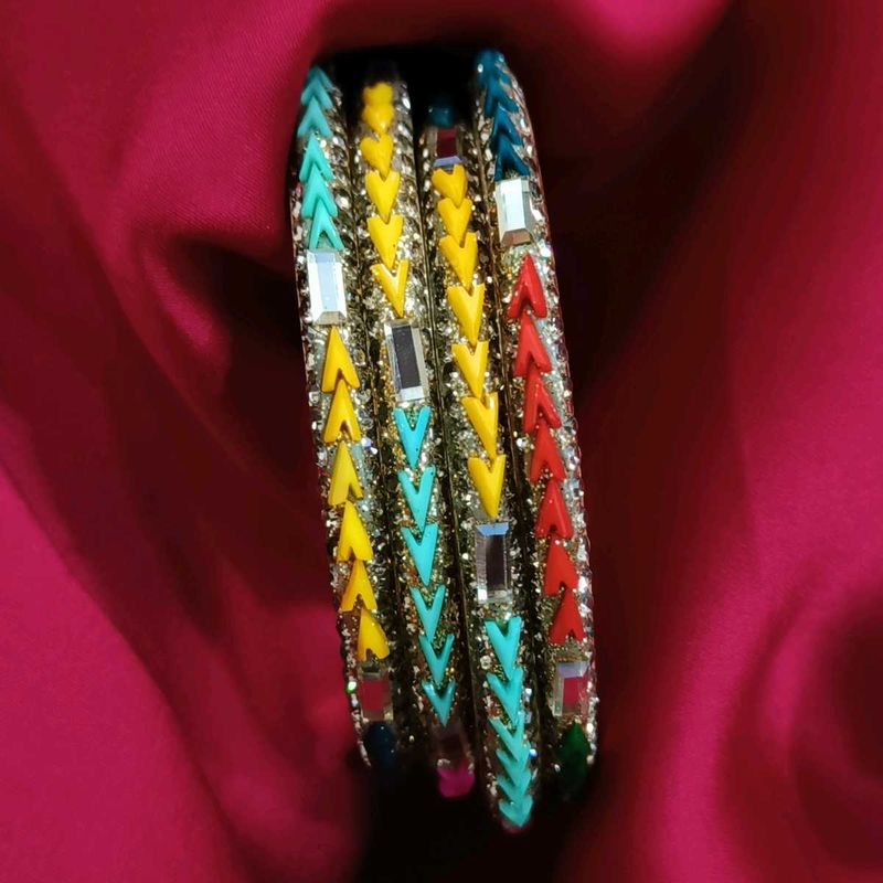 Multicolor metal lac bangles/ churi