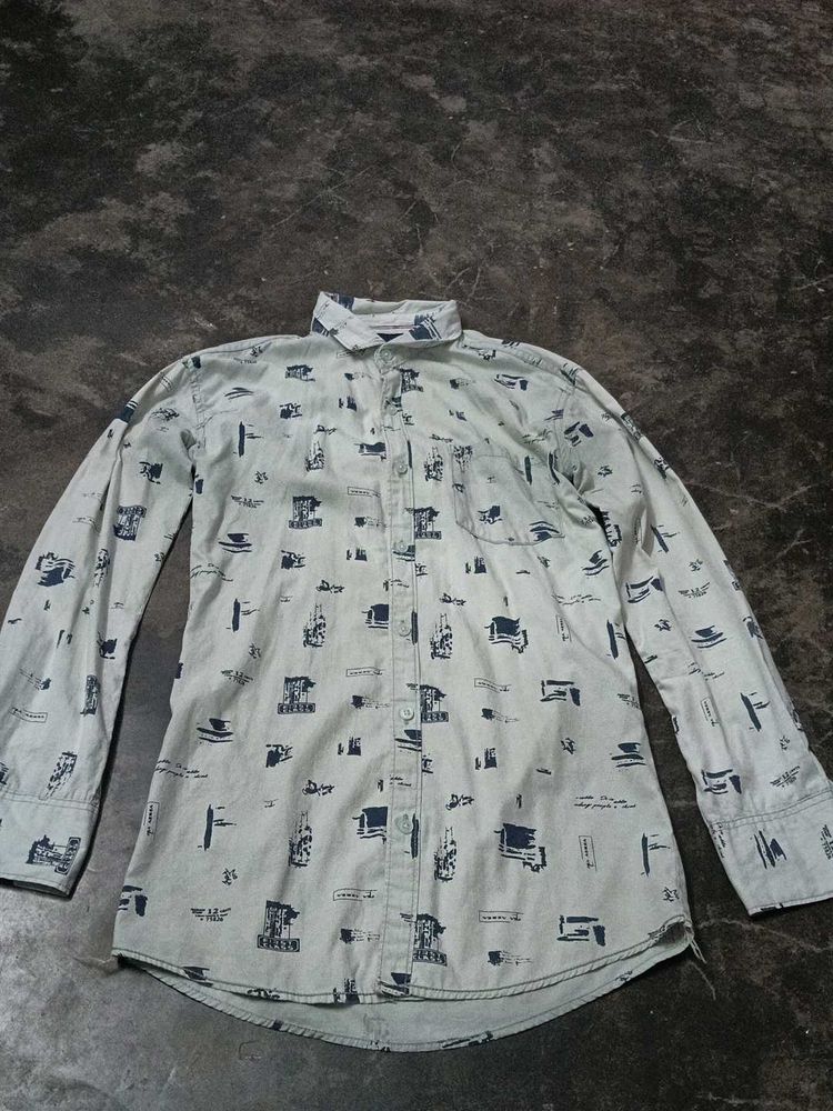 Patterned Long Sleeve Button-Down
