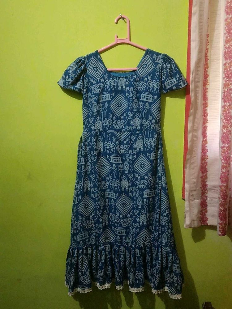 Blue Printed Dress