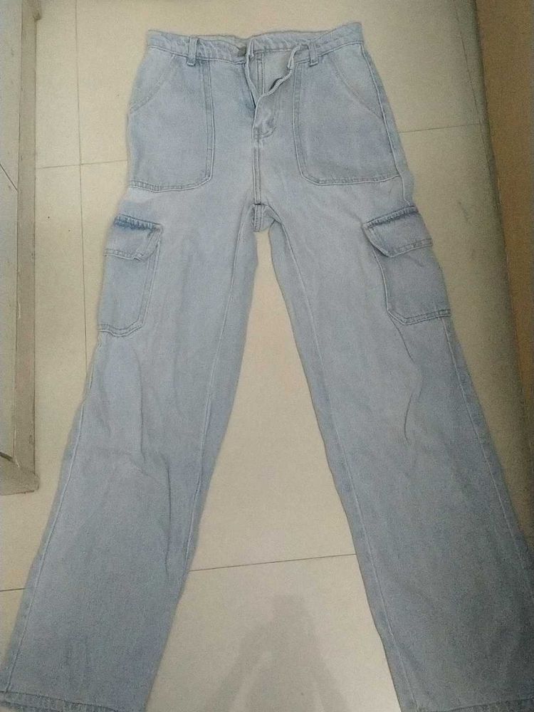 Light Wash Cargo Jeans
