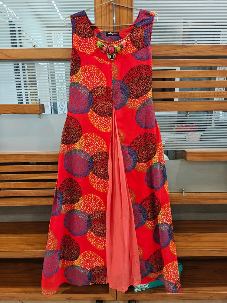 Red Printed Gown