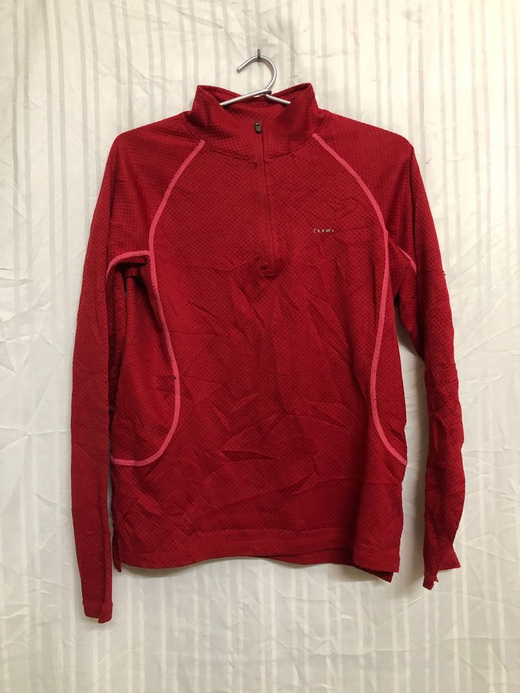 Hind Red Long Sleeve Half Zip T Shirt