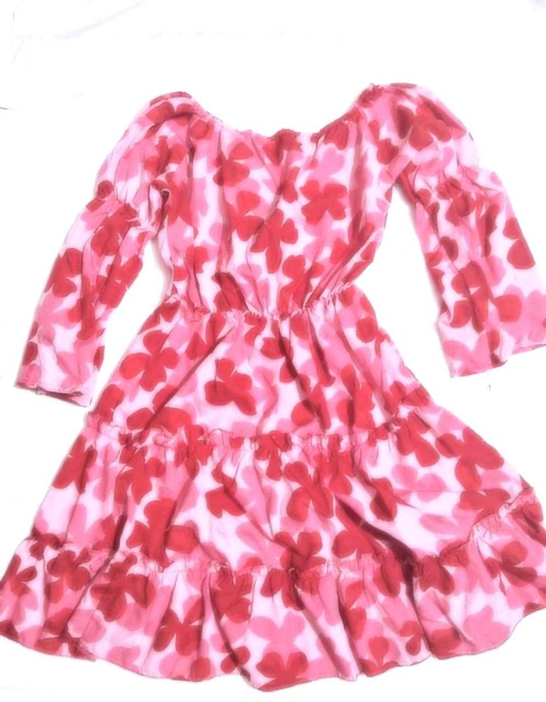 Pink Floral Tiered Mini Dress