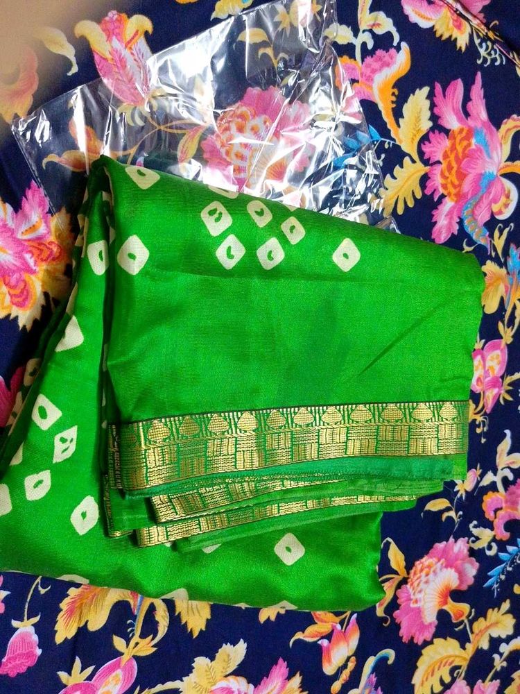 Green Bandhani Saree💚