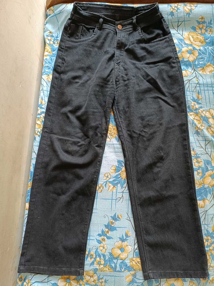 Blue &amp; Black Minimal Straight Jeans For Girls