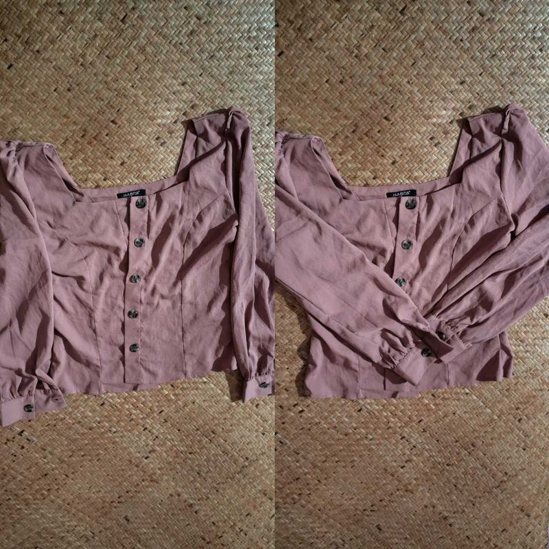 Mauve Square Neck Blouse