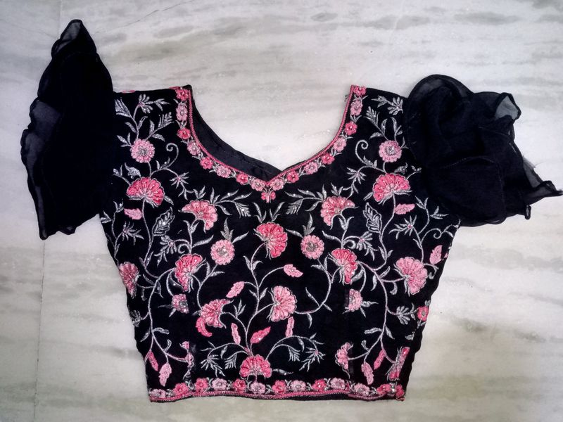 Embroidered Blouse with Ruffle Sleeves