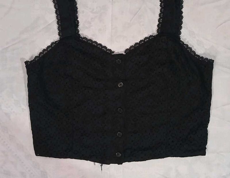 Black Lace Crop Top