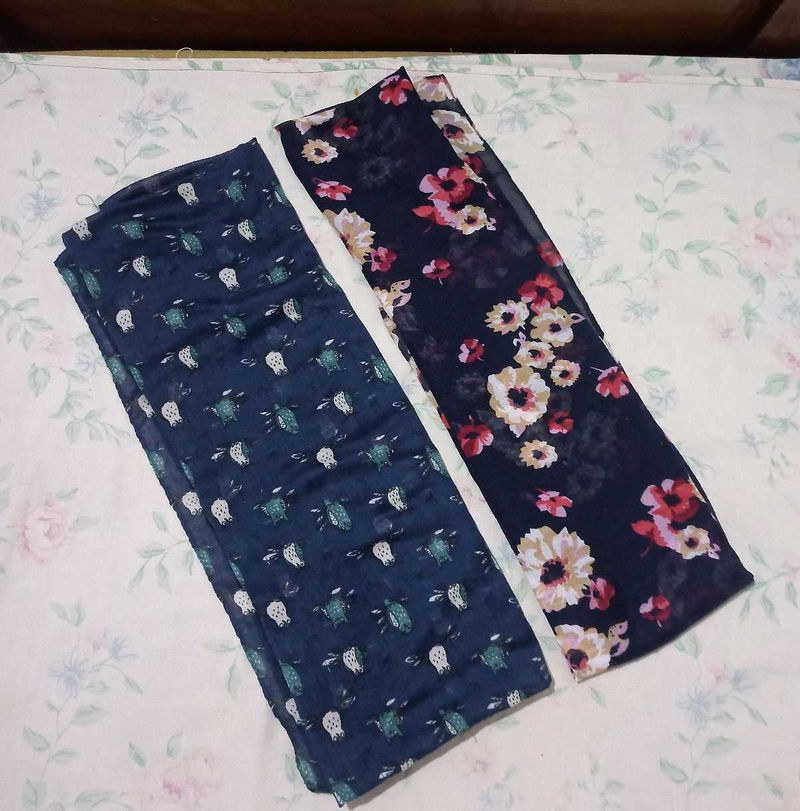 two printed hijabs