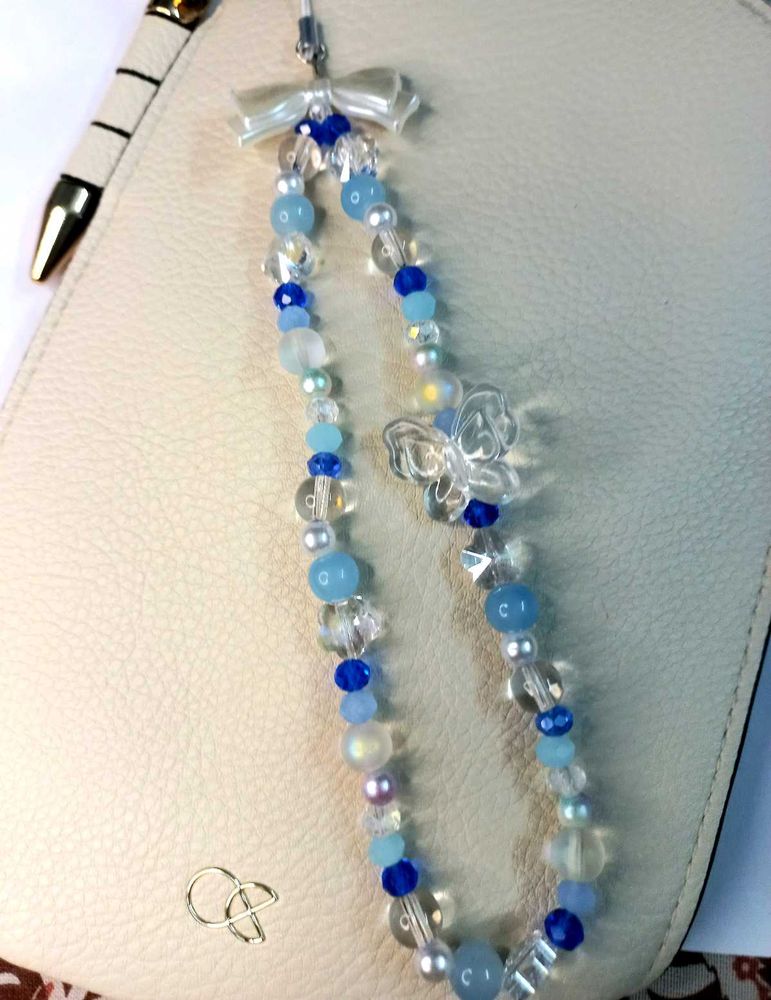 🧿🦋 Long Trendy Handmade Beaded Bow Phone Charm✨