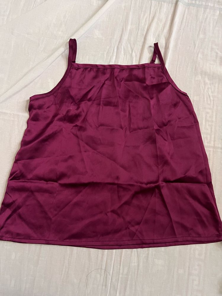 Burgundy Satin Night Suite Set