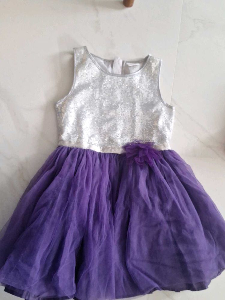4-6 Yrs Girls Purple Grey Tutu Dress