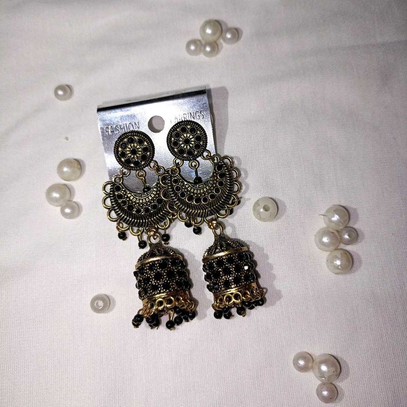 Black Jhumka Earrings