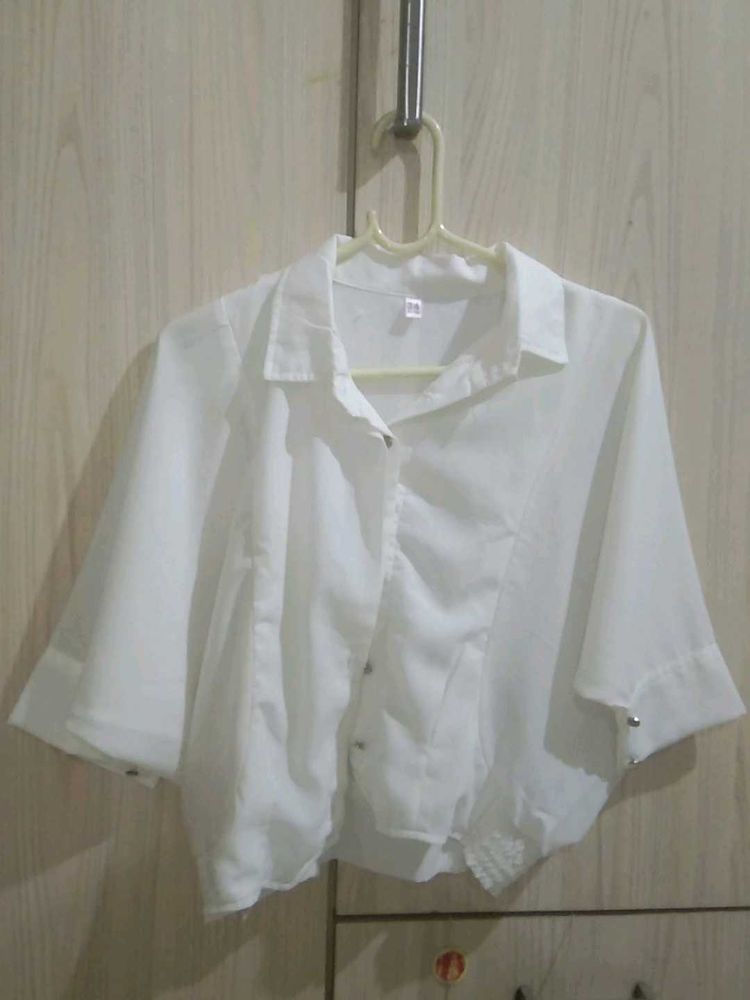 White Short Sleeve Blouse