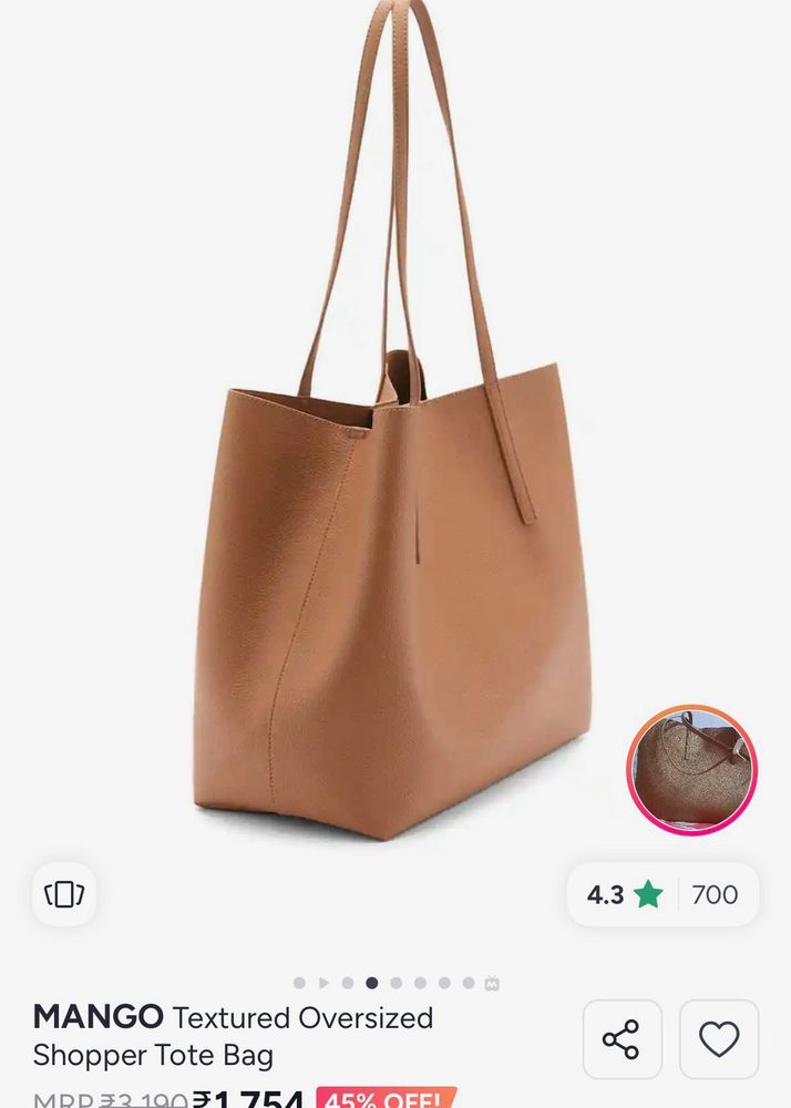 Mango Textured Tote Bag (UNUSED)