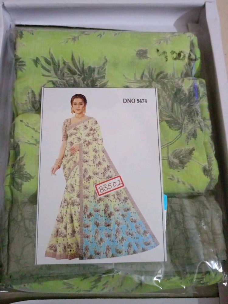 Akshat Print Powder Crepe Saree