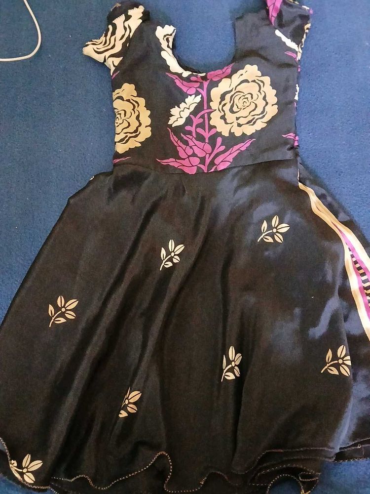 Cute Black Floral Girls Dress