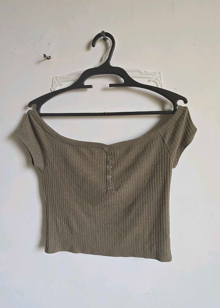 Olive Green Ribbed Top