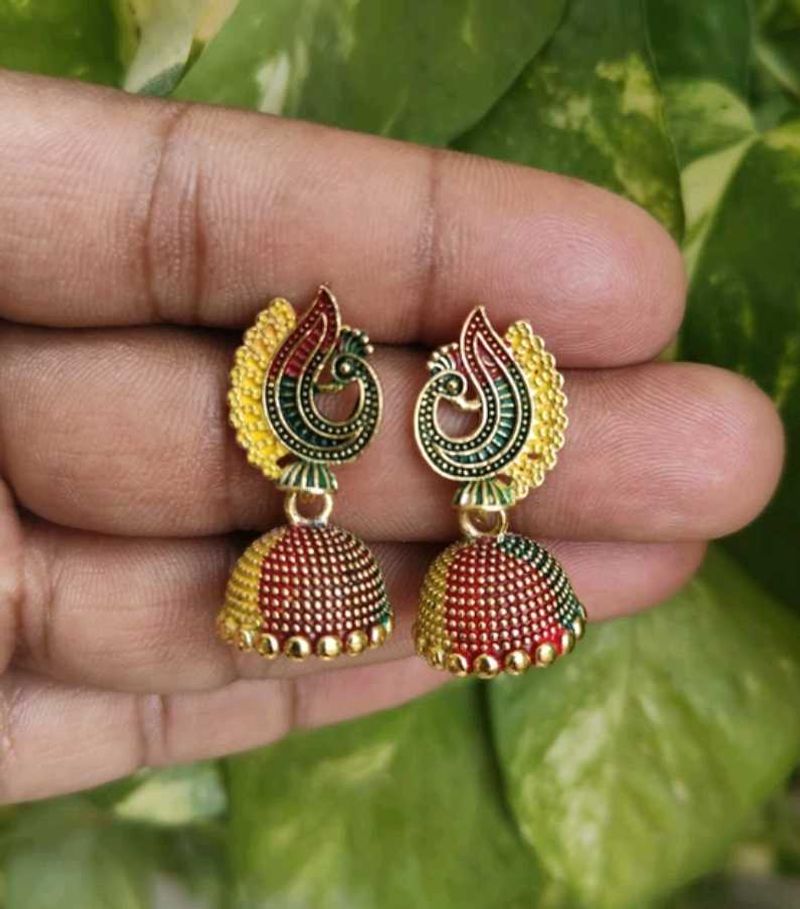 Peacock Jhumka Earrings