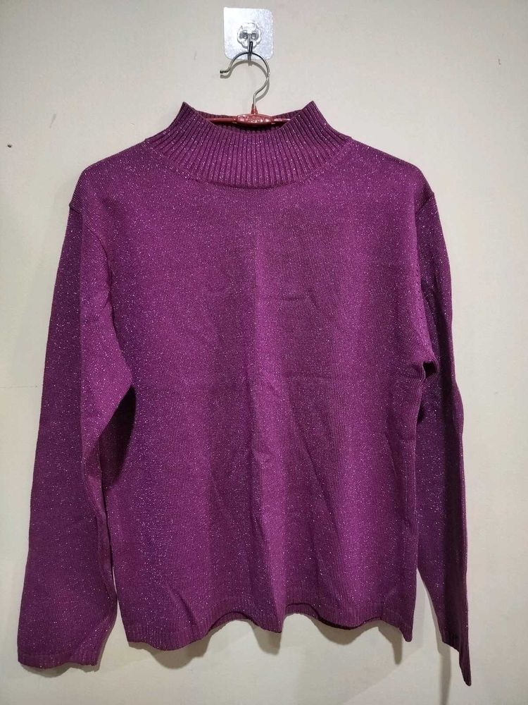 Sparkly Purple Turtleneck Sweater