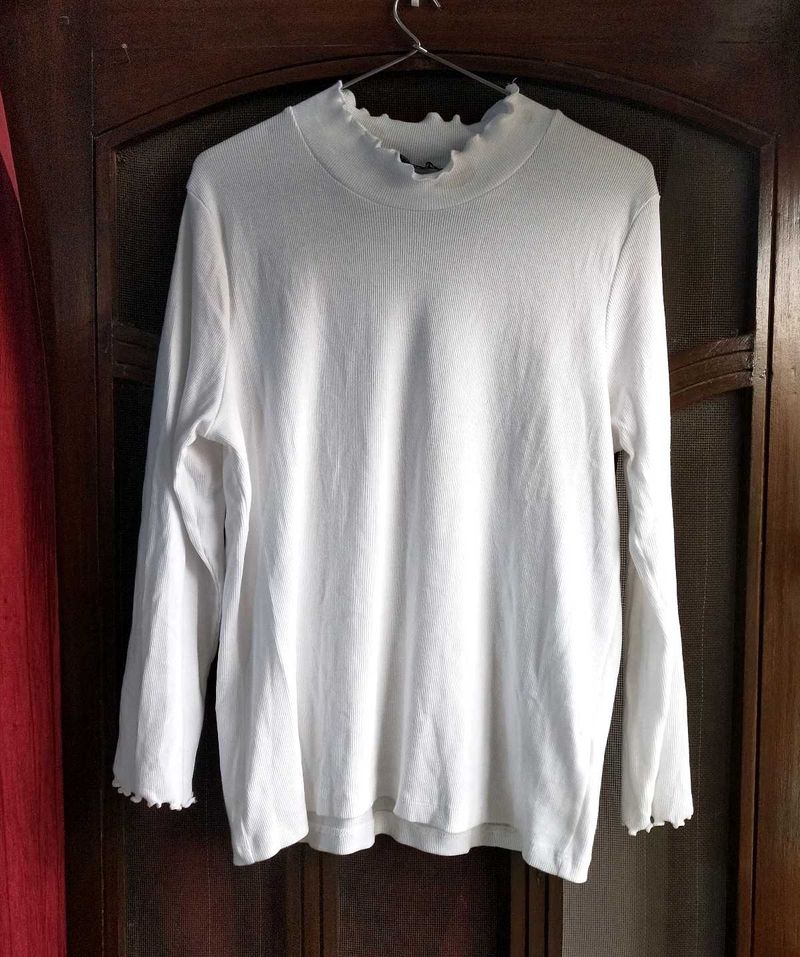 White Long Sleeve Ruffle Top by Sassafras