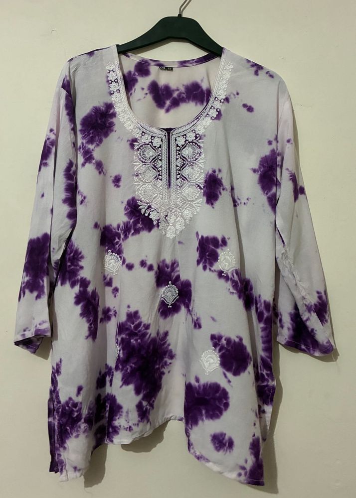 Tie-Dye Embroidered short kurti