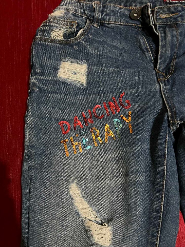 Embroidered Denim Jeans