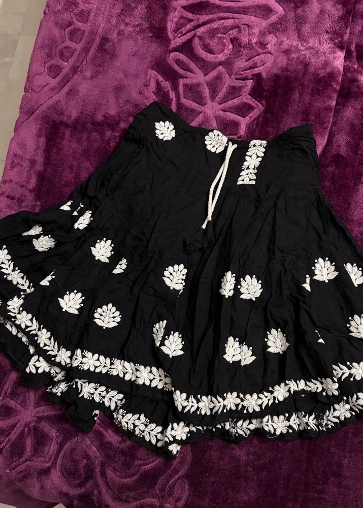 Black Embroidered Skirt