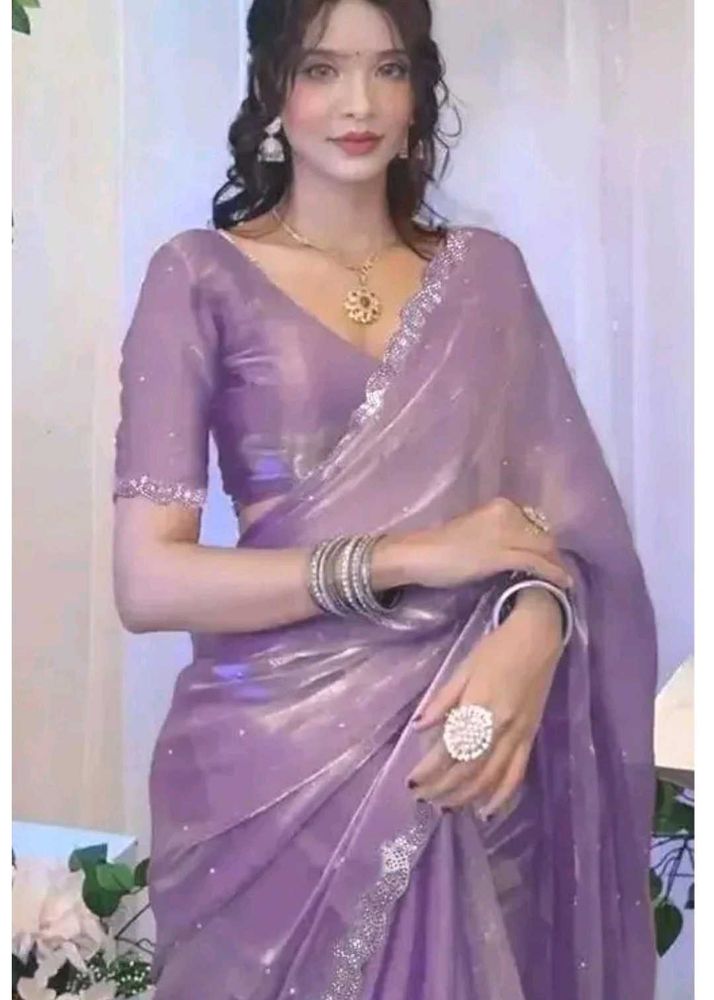 Elegant Lavender Shimmer Saree