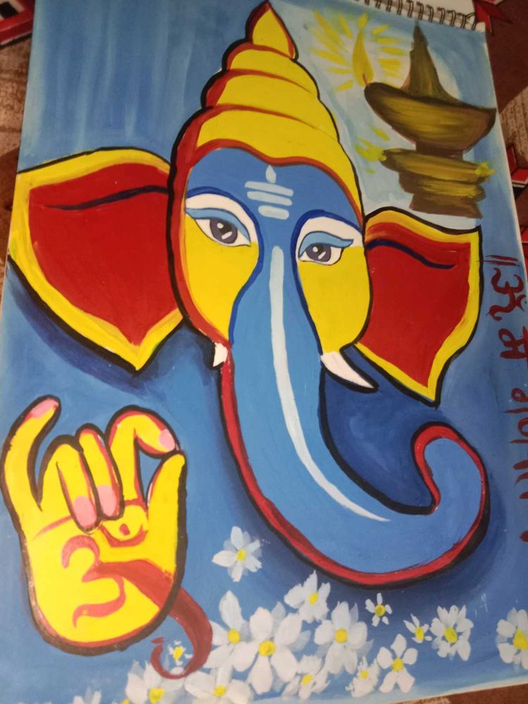 A Hand Made Drawing Of Ganesh Ji