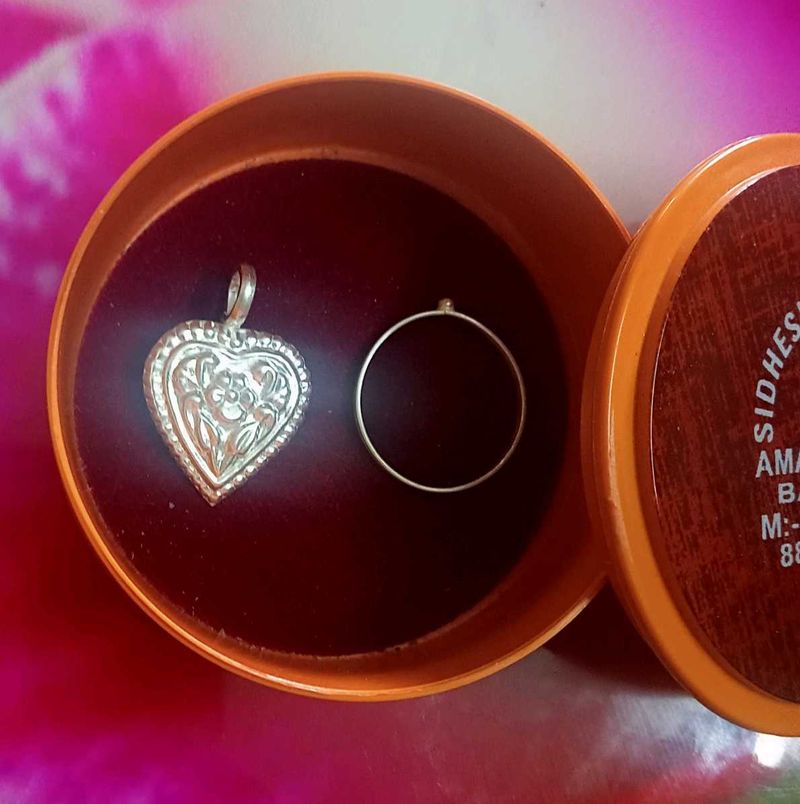 Pure Silver Locket And Ring Free