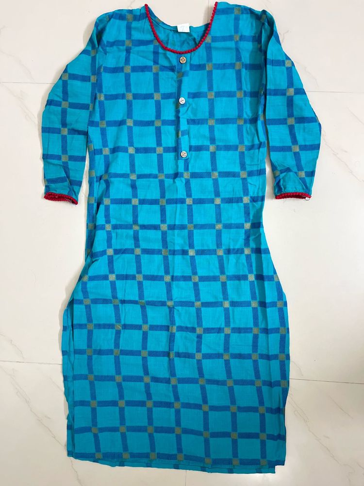 Blue Checked Kurti