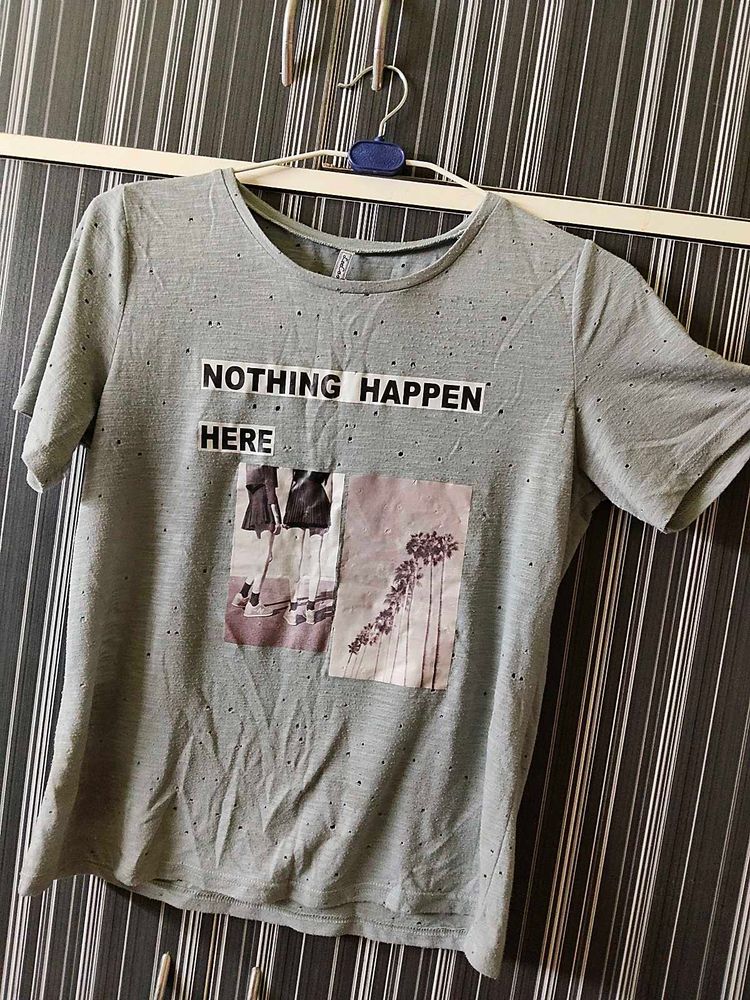 Grey Graphic Top