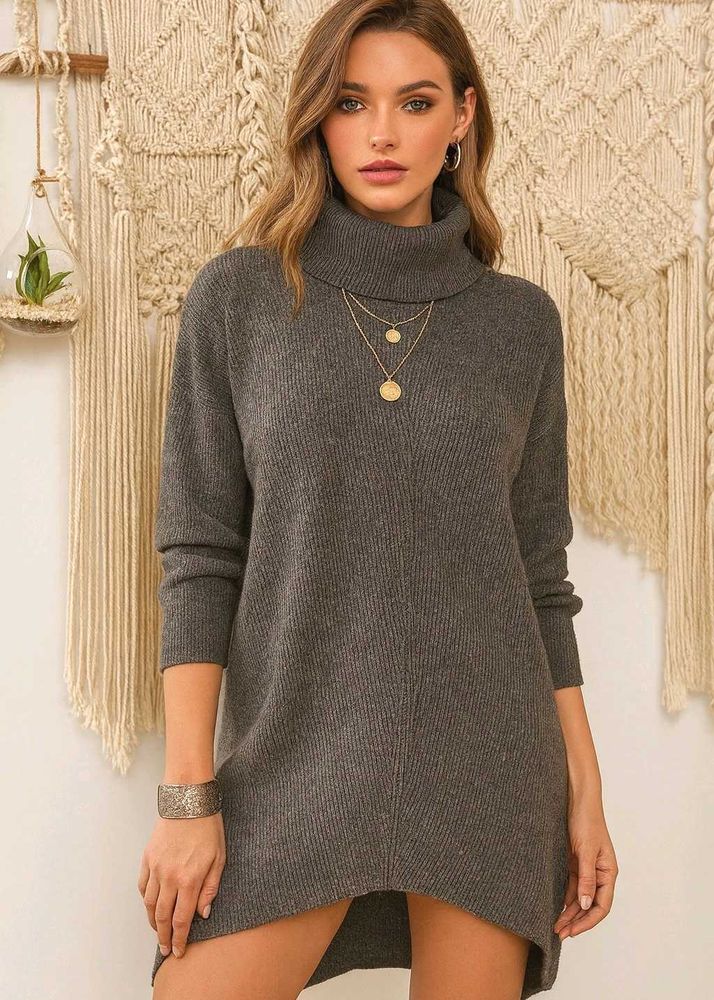 🎁Buy1 Get1 Free Gray Turtleneck Sweater A