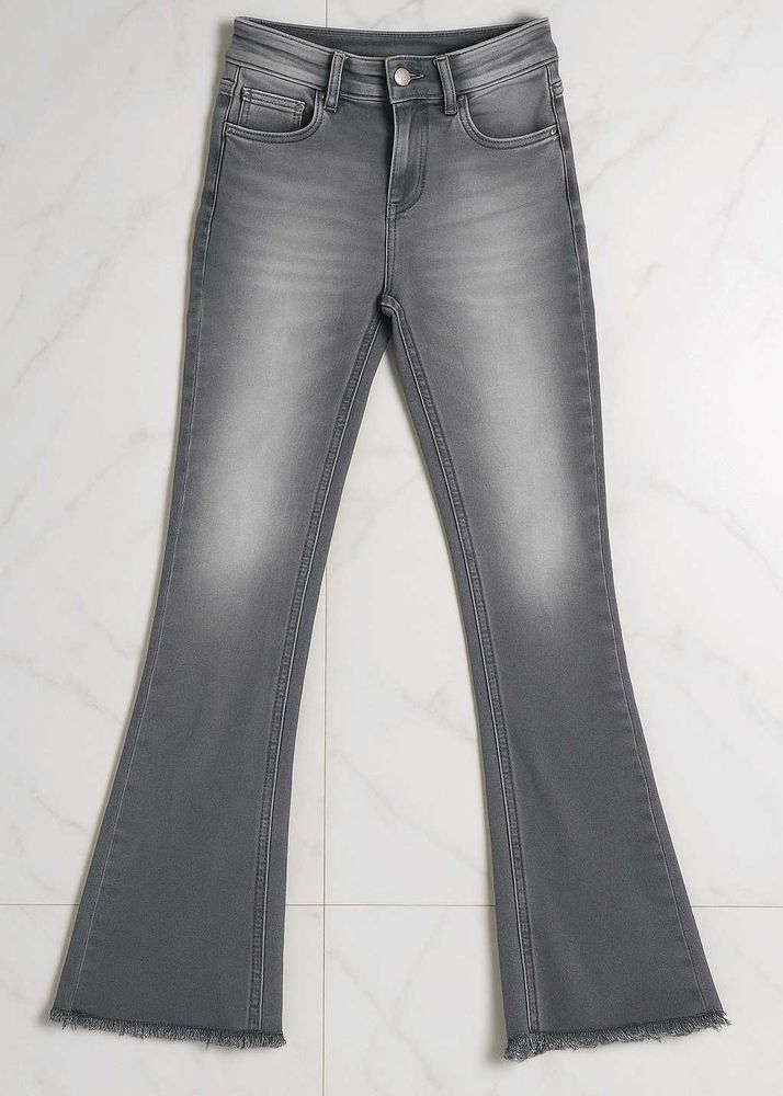 Grey high waist bootcut jeans for women