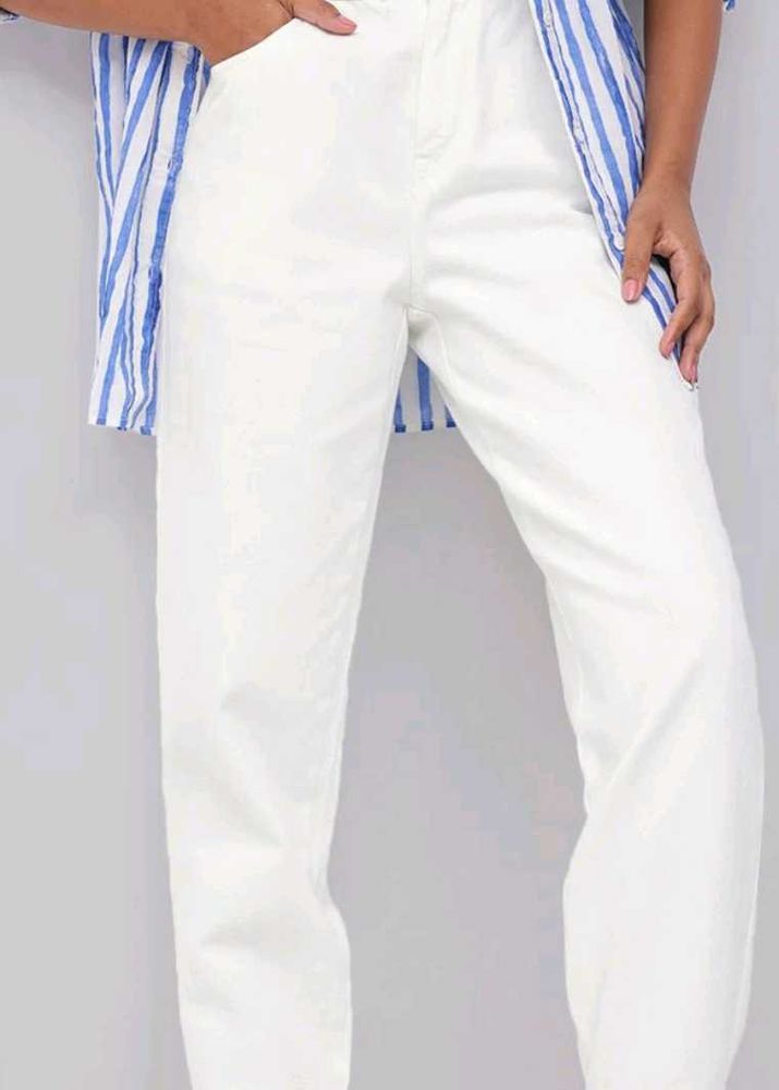 White Straight Leg Joggers