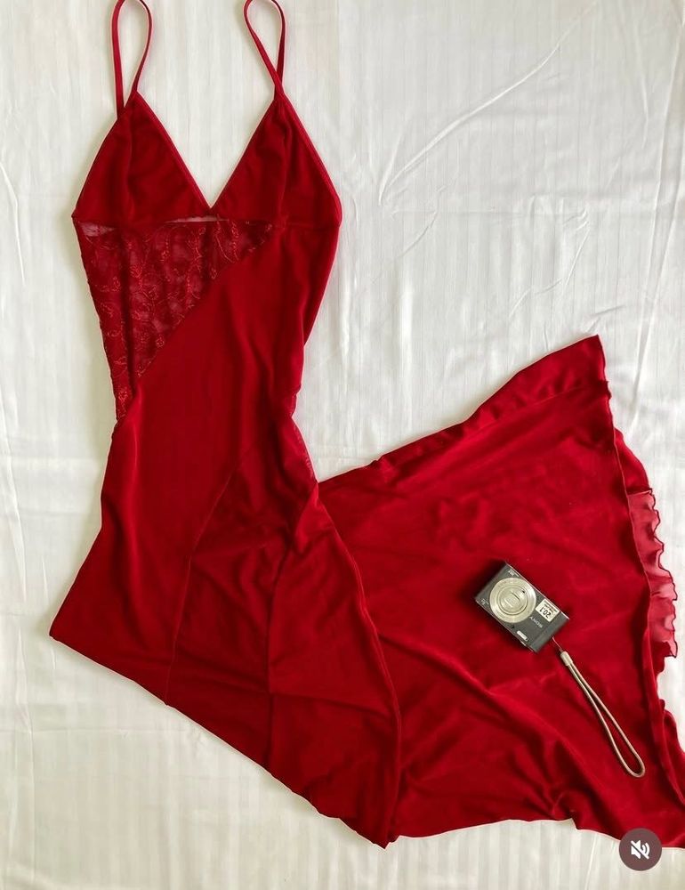 Amber Red Lace Detail Slip Dress