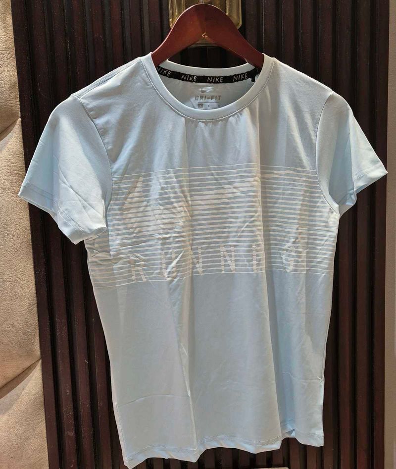 Nike Dri-FIT Running Tee - Light Blue, Striped