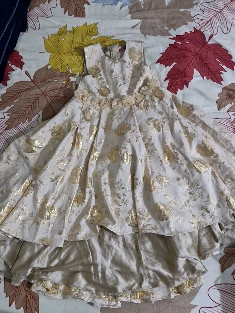 Elegant Gold &amp; Ivory Girls Dress