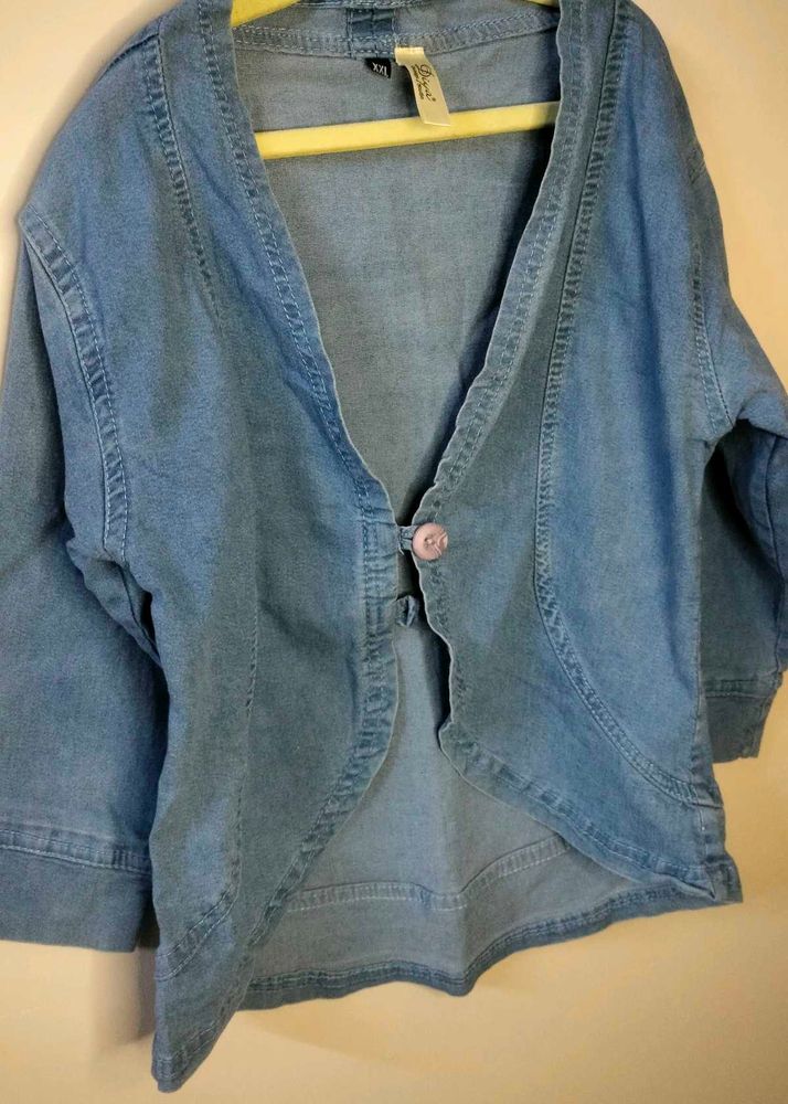 Denim Cropped Cardigan