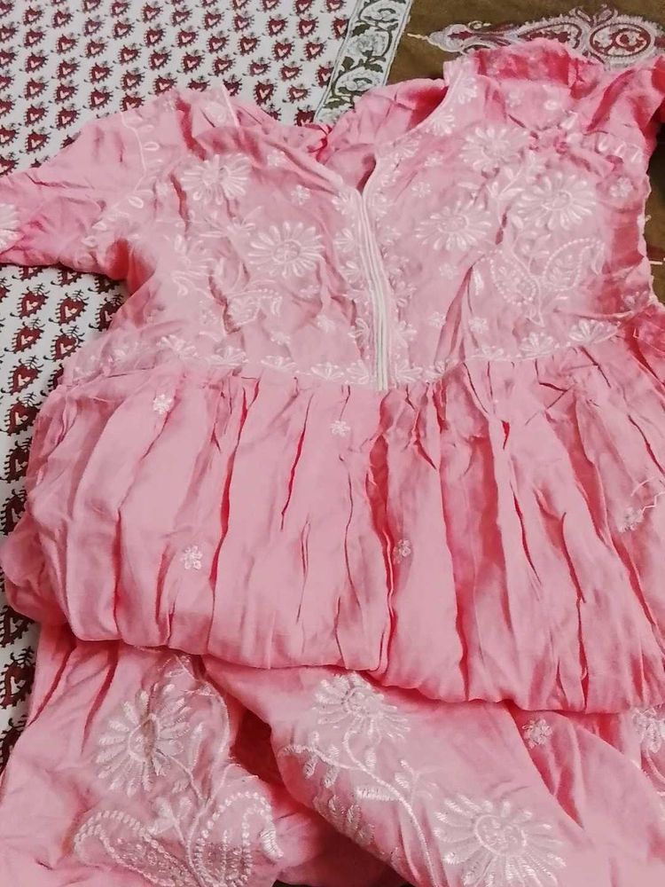 Pink Embroidered Kurta Set