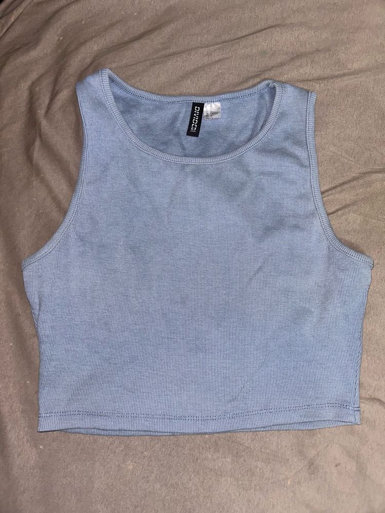 Blue Crop Tank Top
