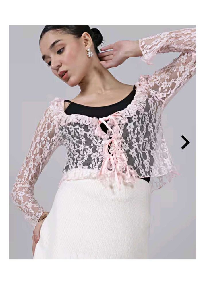 Lace Top with Ribbon Detail