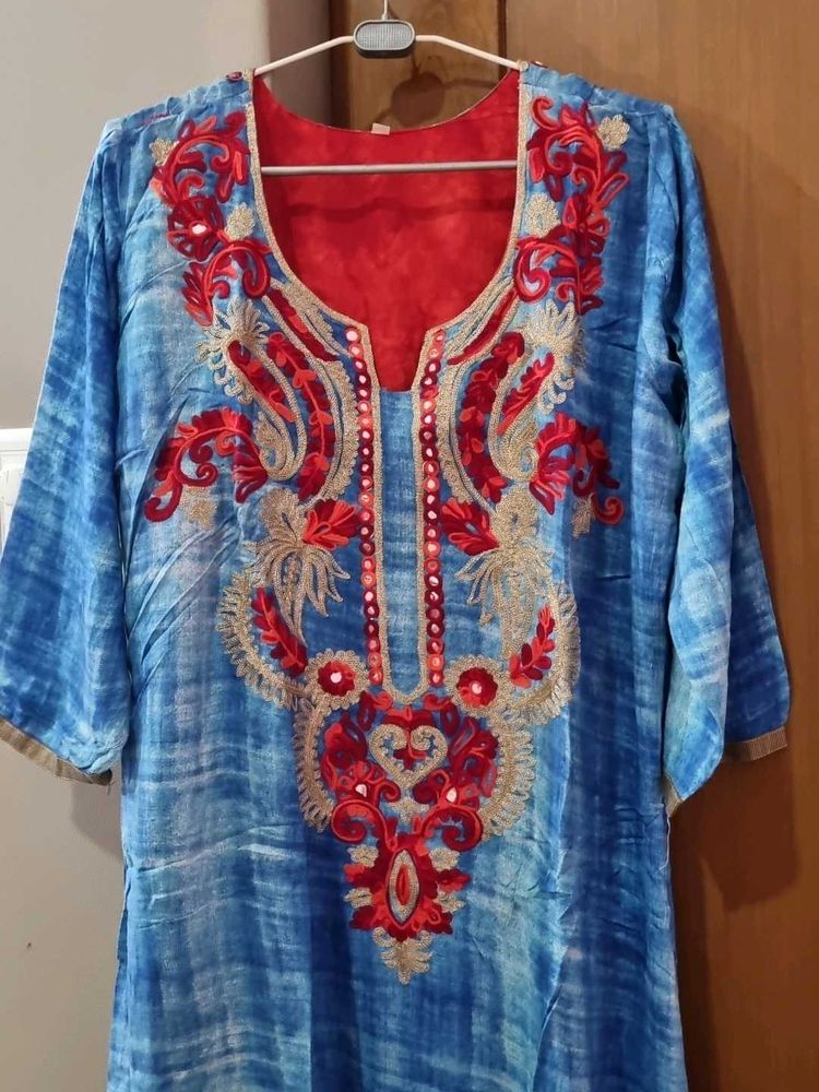 Embroidered Blue Kurta