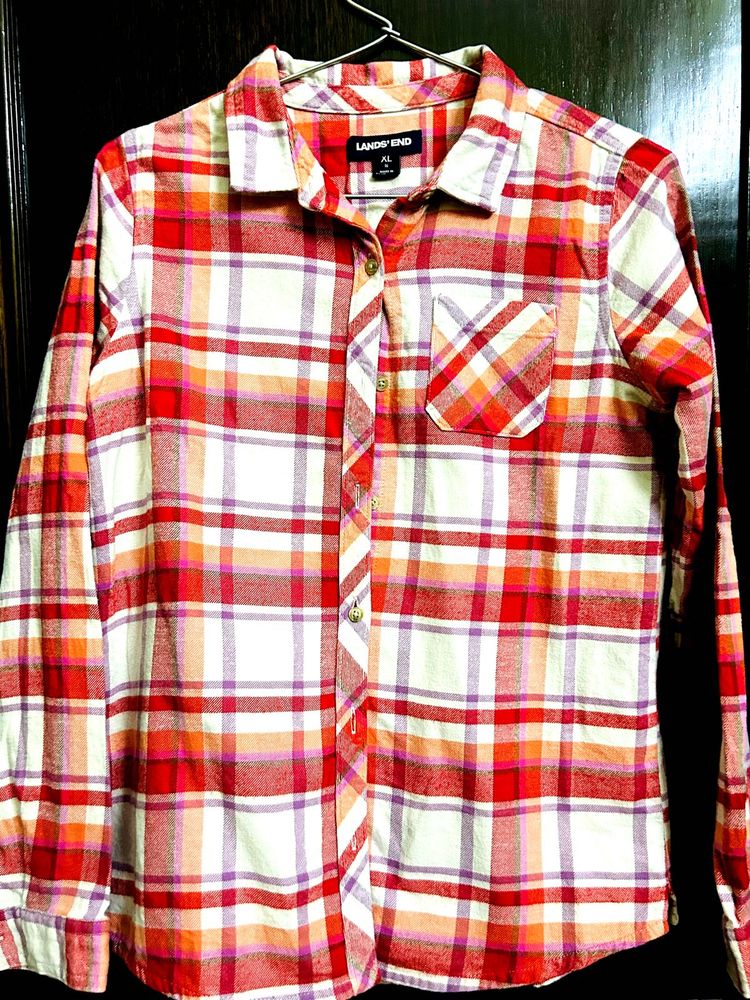 Lands&#39; End Plaid Flannel Shirt